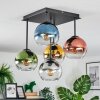 Koyoto ceiling light, globe light 37 cm blue, gold, green, clear, coppery, Smoke-coloured, 5-light sources