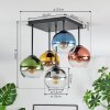 Koyoto ceiling light, globe light 37 cm blue, gold, green, clear, coppery, Smoke-coloured, 5-light sources