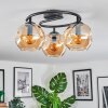 Ripoll ceiling light, globe light Amber, 3-light sources