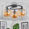 Ripoll ceiling light, globe light Amber, 3-light sources