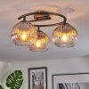 Koyoto ceiling light, globe light 37 cm clear, Smoke-coloured, 3-light sources