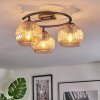 Koyoto ceiling light, globe light 37 cm Amber, 3-light sources