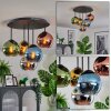 Koyoto ceiling light, globe light 45 cm blue, chrome, gold, green, coppery, Smoke-coloured, 5-light sources