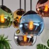 Koyoto ceiling light, globe light 45 cm blue, chrome, gold, green, coppery, Smoke-coloured, 5-light sources