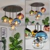 Koyoto ceiling light, globe light blue, gold, green, clear, coppery, Smoke-coloured, 5-light sources