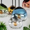Koyoto ceiling light, globe light blue, gold, green, clear, coppery, Smoke-coloured, 5-light sources