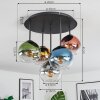 Koyoto ceiling light, globe light blue, gold, green, clear, coppery, Smoke-coloured, 5-light sources