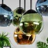 Koyoto ceiling light, globe light 45 cm blue, gold, green, 5-light sources