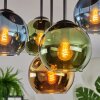 Koyoto ceiling light, globe light 45 cm blue, gold, green, 5-light sources