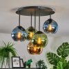 Koyoto ceiling light, globe light 45 cm blue, gold, green, 5-light sources