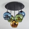 Koyoto ceiling light, globe light 45 cm blue, gold, green, 5-light sources