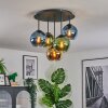 Koyoto ceiling light, globe light 45 cm blue, gold, green, 5-light sources
