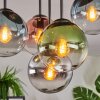 Gastor ceiling light, globe light 37 cm blue, chrome, green, clear, coppery, Smoke-coloured, 5-light sources