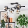 Gastor ceiling light, globe light clear, Smoke-coloured, 5-light sources