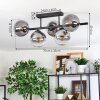 Gastor ceiling light, globe light clear, Smoke-coloured, 5-light sources