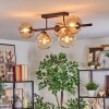 Gastor ceiling light, globe light Amber, clear, 5-light sources