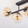 Gastor ceiling light, globe light Amber, clear, 5-light sources