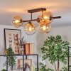 Gastor ceiling light, globe light Amber, clear, 5-light sources