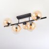 Gastor ceiling light, globe light Amber, clear, 5-light sources