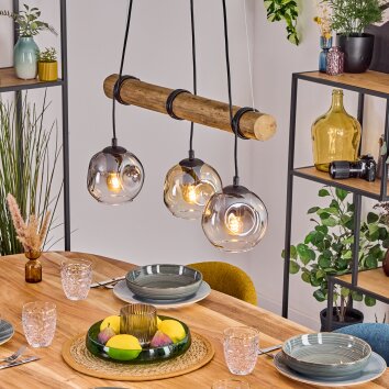 Ripoll hanging light, globe light, pendant light Ecru, black, 3-light sources