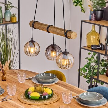 Koyoto hanging light, globe light, pendant light Ecru, black, 3-light sources