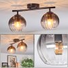 Koyoto ceiling light, globe light clear, Smoke-coloured, 2-light sources
