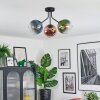 Koyoto ceiling light, globe light 42 cm blue, green, clear, coppery, 3-light sources