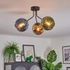 Koyoto ceiling light, globe light blue, gold, green, 3-light sources