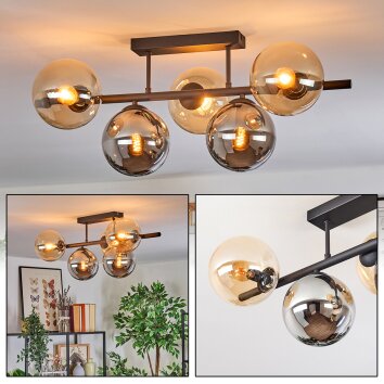 Gastor ceiling light, globe light Amber, Smoke-coloured, 5-light sources