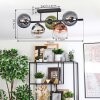 Gastor ceiling light, globe light blue, chrome, green, clear, coppery, Smoke-coloured, 5-light sources