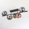 Gastor ceiling light, globe light blue, chrome, green, clear, coppery, Smoke-coloured, 5-light sources