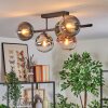 Gastor ceiling light, globe light blue, chrome, green, clear, coppery, Smoke-coloured, 5-light sources