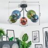 Koyoto ceiling light, globe light 52 cm blue, green, coppery, 5-light sources