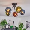 Koyoto ceiling light, globe light 52 cm blue, green, coppery, 5-light sources
