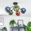 Koyoto ceiling light, globe light 52 cm blue, green, coppery, 5-light sources