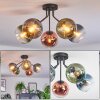 Koyoto ceiling light, globe light 52 cm blue, green, clear, coppery, 5-light sources