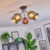 Koyoto ceiling light, globe light 52 cm blue, green, clear, coppery, 5-light sources
