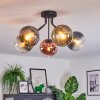 Koyoto ceiling light, globe light 52 cm blue, green, clear, coppery, 5-light sources