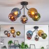 Koyoto ceiling light, globe light 52 cm blue, chrome, gold, green, coppery, Smoke-coloured, 5-light sources