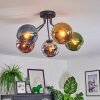 Koyoto ceiling light, globe light 52 cm blue, chrome, gold, green, coppery, Smoke-coloured, 5-light sources