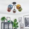 Koyoto ceiling light, globe light 52 cm blue, chrome, gold, green, coppery, Smoke-coloured, 5-light sources