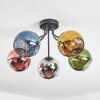 Koyoto ceiling light, globe light 52 cm blue, chrome, gold, green, coppery, Smoke-coloured, 5-light sources