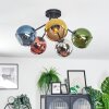Koyoto ceiling light, globe light 52 cm blue, chrome, gold, green, coppery, Smoke-coloured, 5-light sources