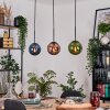 Gastor hanging light, globe light, pendant light blue, green, coppery, 3-light sources