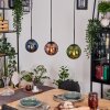 Gastor hanging light, globe light, pendant light blue, green, coppery, 3-light sources