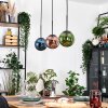 Gastor hanging light, globe light, pendant light blue, green, coppery, 3-light sources