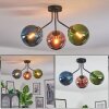 Gastor ceiling light, globe light blue, green, coppery, 3-light sources