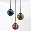 Gastor hanging light, globe light, pendant light blue, green, coppery, 3-light sources