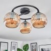 Ripoll ceiling light, globe light Amber, 3-light sources