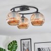 Ripoll ceiling light, globe light Amber, 3-light sources